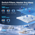 Cordless Pool Vacuum for Above Ground & Inground Pools, Consciot Handheld Rechargeable Pool Cleaner with 1110 GPH Suction, Telescopic Pole up to 87.5", 1H Runtime, See-Through Head for Debris & More