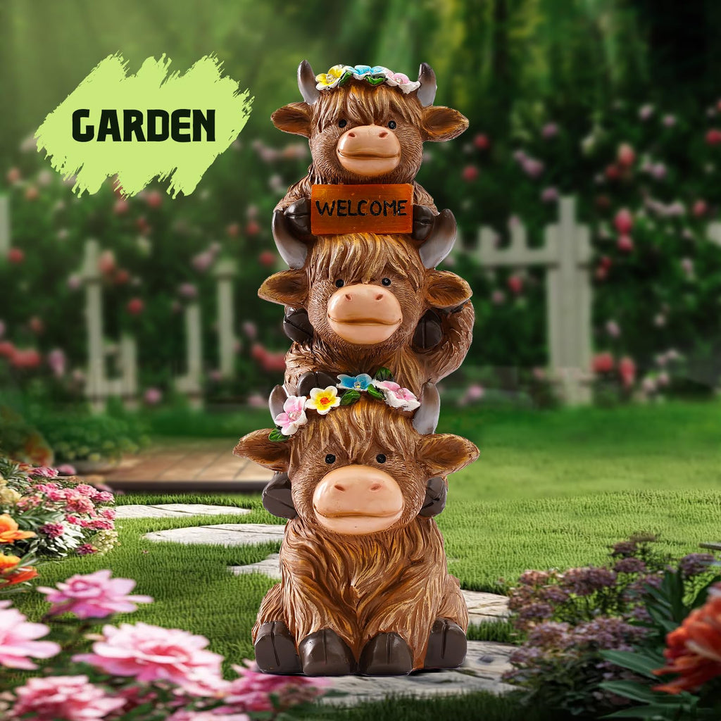 twinbling Garden Highland Cow Statue Solar Outdoor Decor
