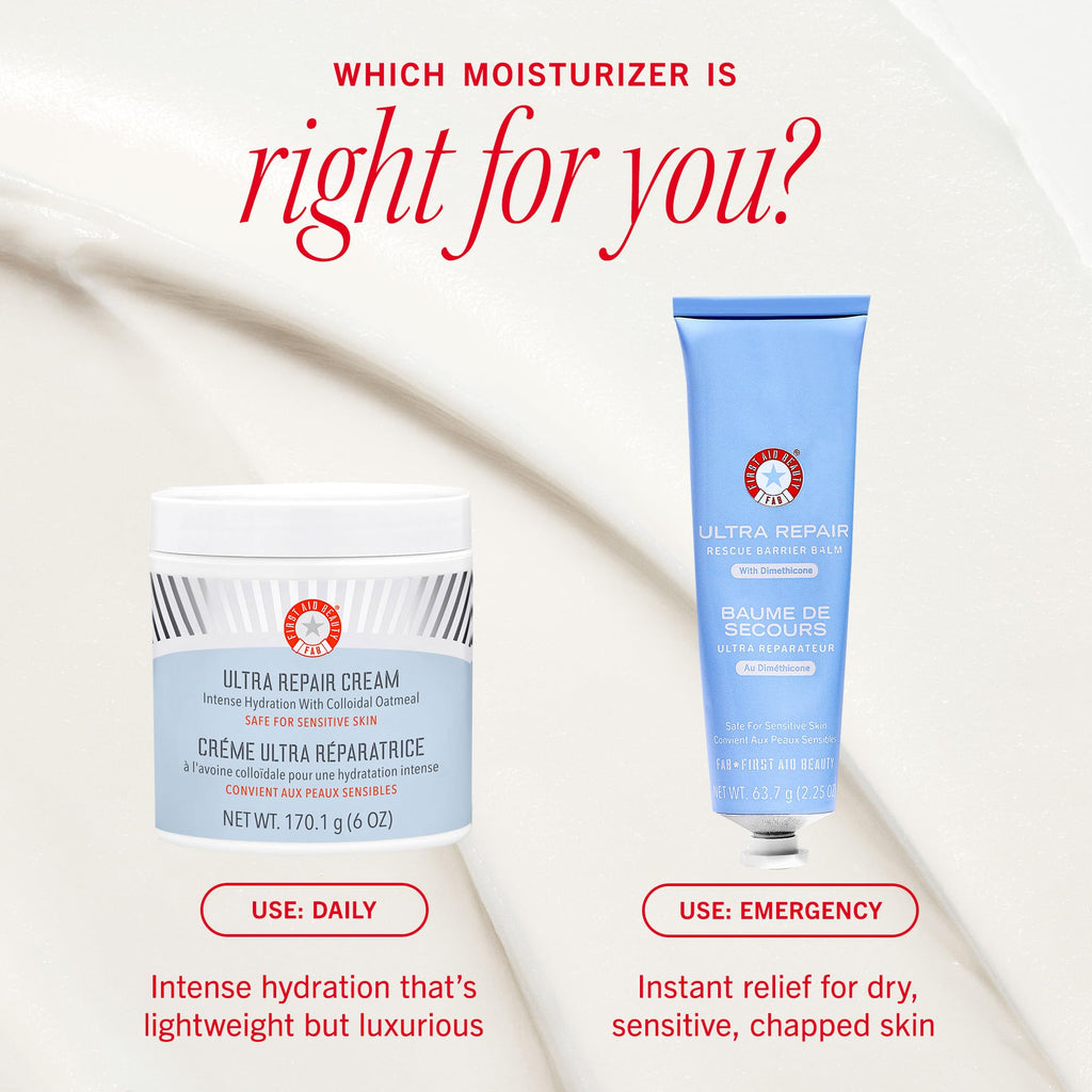 First Aid Beauty - Ultra Repair Cream, Intense Hydration Whipped Colloidal Oatmeal, Clinically Proven to Strengthen Skin Barrier in 7 Days & Helps Relieve Eczema, Luxury Moisturizer, 6 oz + Bonus, 2ct