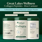 Great Lakes Wellness Collagen Peptides Powder for Skin, Hair, Nails, Joints & Digestion - Unflavored - 22 Servings (Pack of 1)