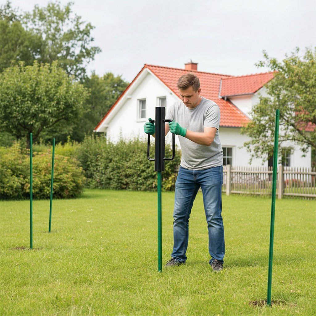 yarlung Fence Post Driver, 17 LBS Heavy Duty Hand Post Pounder with Handles for Metal U Posts, T Posts, Garden Wooden Fence, Black