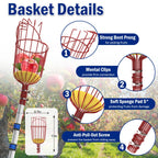 Karveden 18FT Reach Fruit Picker Pole with Basket Telescoping, 3-12FT Extendable Aluminum Apple Picker for Picking Avocados, Figs, Mangoes, Citrus Fruits - Durable Harvesting Fruit Catcher for Trees