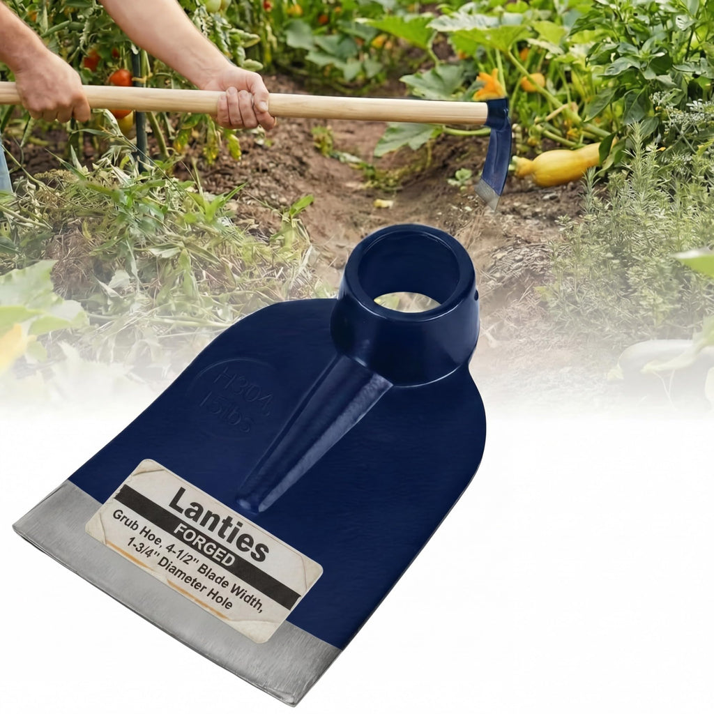 Lanties Hoe Head 1.6 lb, 4-1/2" Blade Width, 1-3/4" Diameter Hole, Grub Hoe Head Garden Steel Tool for Tough Soil, Garden Hacking, Landscaping, Farming or Yard Work, No Handle Included(Blue,1 Pcs)