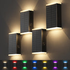 Solar Lights Outdoor,8 Lighting Modes Dusk to Dawn Lighting Wall Sconce IP67 Waterproof Up and Down Solar Wall Light Front Door Light for House, Garage, Porch,Doorway,Fence,Festival Decor (4 PACK)