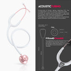 MDF Instruments, Acoustica Lightweight Stethoscope for Doctors, Nurses, Students, Home Health Use, Adult, Dual Head, White Tube, Rosegold (Matte Finish) Chestpiece-Headset, MDF747XPRG29