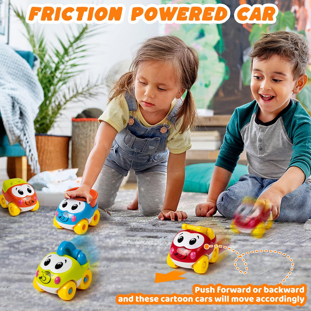 Marstone Toddler Toys for 1 2 Year Old Boys and Girls Gifts: Educational Elephant Slide with 4 Animal Cars Toys for Baby 12-18 Months, First Birthday Present Learning Push Truck Track Ages 1-2