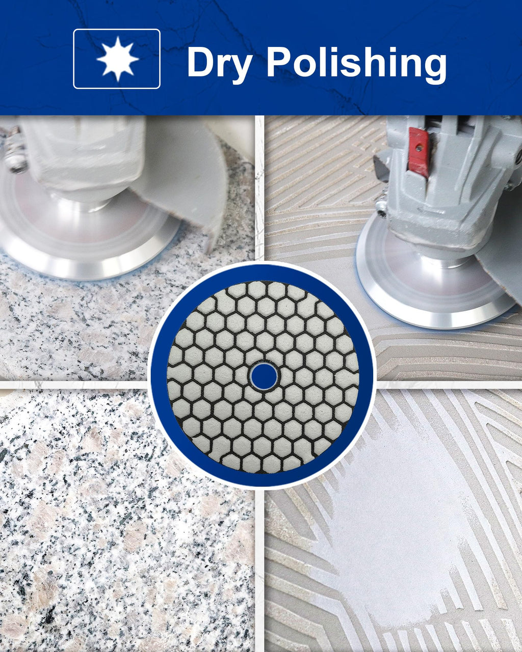 SHDIATOOL 7Pcs 4-Inch Dry Diamond Polishing Pads Grit 200 for Granite Marble Stone Sanding Pads Grinding Pads Abrasive Set