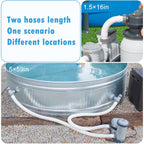 HOMNUTS Pool Hoses for Above Ground 1.5’’ Diameter 16" Long Accessory Swimming Pool Replacement Hose, 2 Pack Filter Pump Hose Compatible with Pump Models