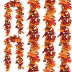 CQURE 5 Pack Fall Garland, 29.5Ft Artificial Autumn Maple Leaves Vines Thanksgiving Halloween Harvest Decor for Fireplace Mantle Table Indoor Outdoor