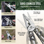 MOSSY OAK Multitool, 22-in-1 Stainless Steel Pliers with Screwdriver Sleeve, Camo Steel Handle, Self-locking Knife with Sheath-Perfect for Outdoor, Survival, Camping, Hiking, Simple Repair