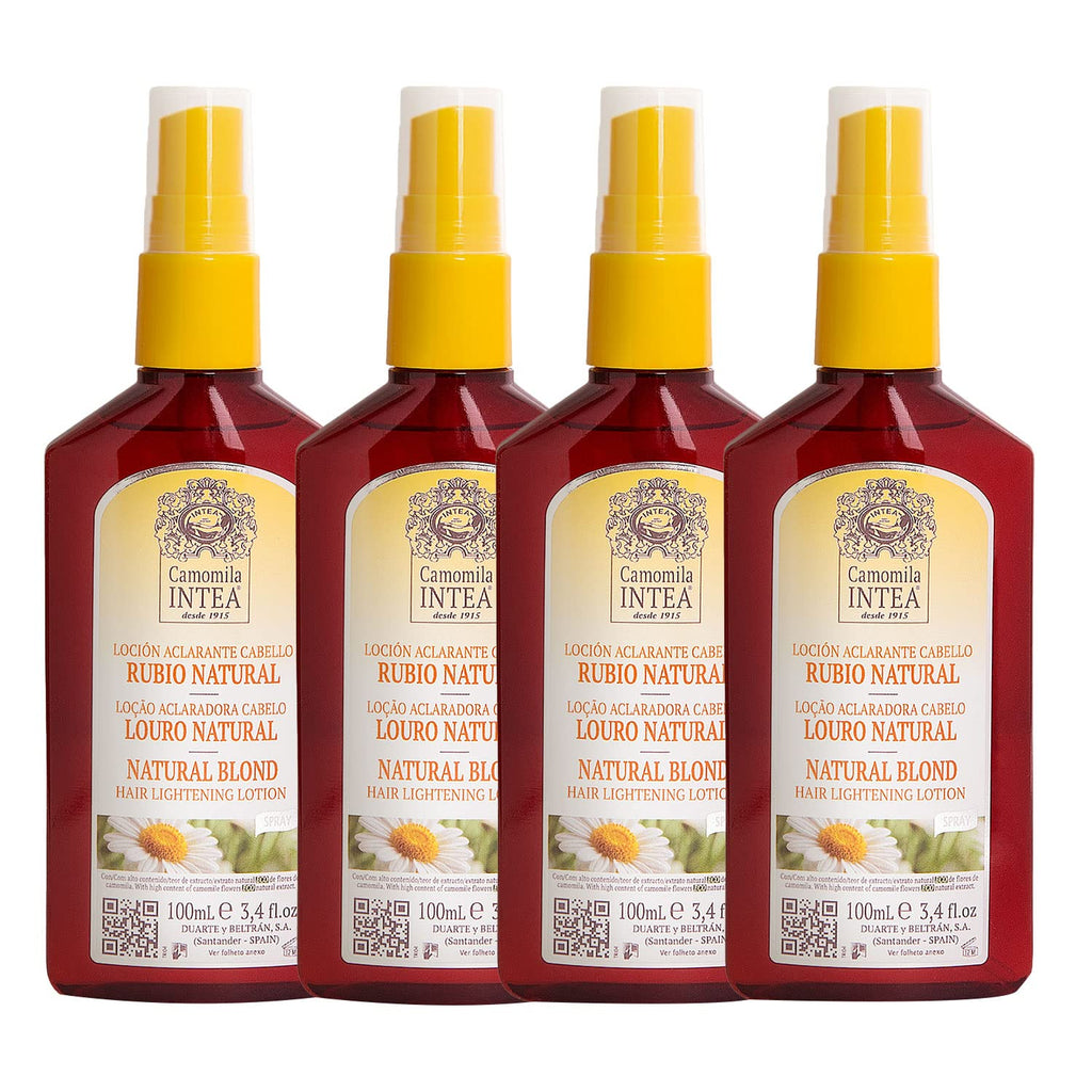 Camomila Intea Natural Blonde – Hair Lightener Spray with Chamomile Extract – Go blonder with this Gentle Color Hair Spray – No Ammonia or Parabens – Up to 4 Lighter Tones – 3.4oz (4 Pack)