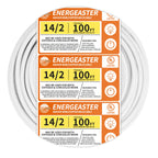 Energeaster Solid Indoor 14/2 W/G NMB Cable 100ft Coil，Electrical Wire 14 Gauge Wire 2 Conductors Non-Metallic with Ground Wire(White)