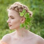 FRESHME Fairy Elf Ear Cuffs - Leaves Elven Ear Clip Wraps Poison Ivy Costume Woodland Earrings Forest Mother Nature Costume Renaissance Fantasy Dress Up Medieval Cosplay Accessories for Adult Women