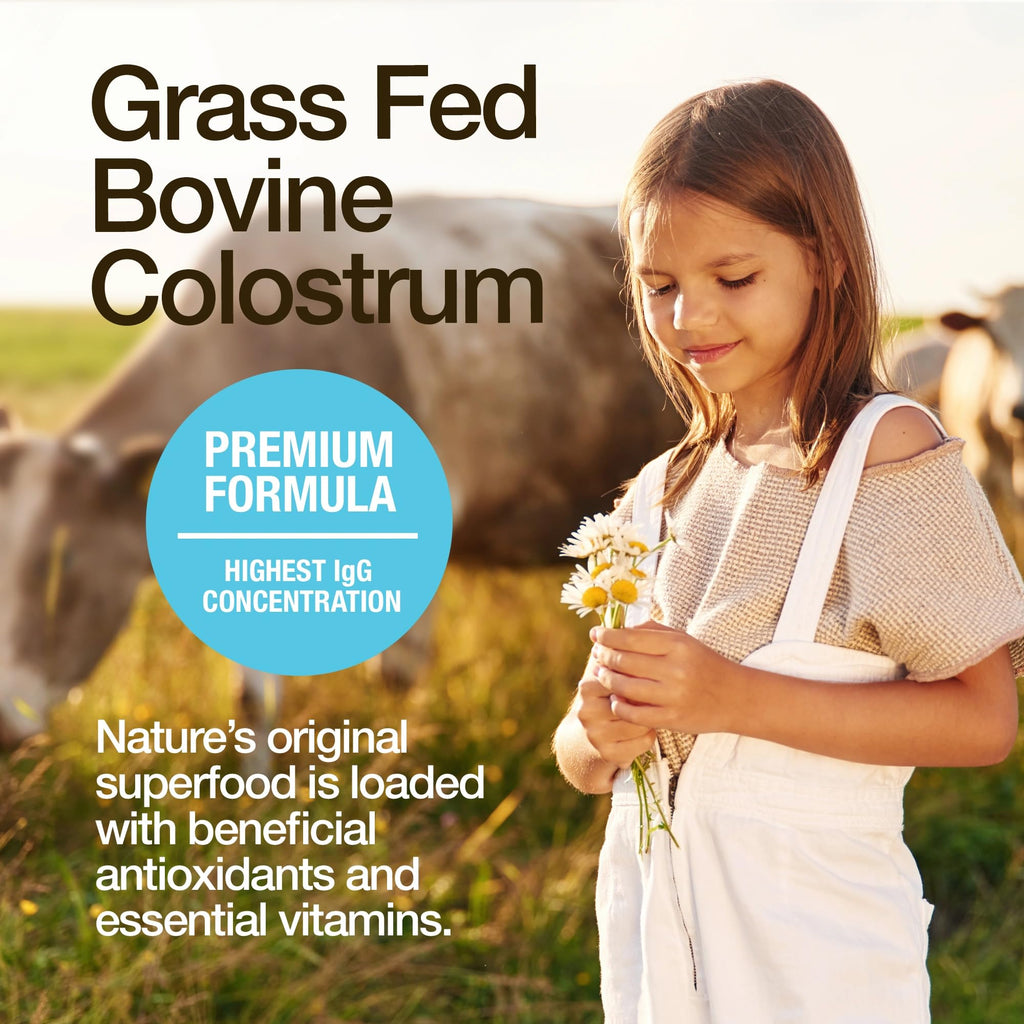 FeelGood Superfoods Bovine Colostrum Capsules - Gut Health & Immune Support - 2000mg (2g) Daily Serving - Ethically Sourced Within First 24 Hours - Nature’s Potent Superfood - 60 Capsules