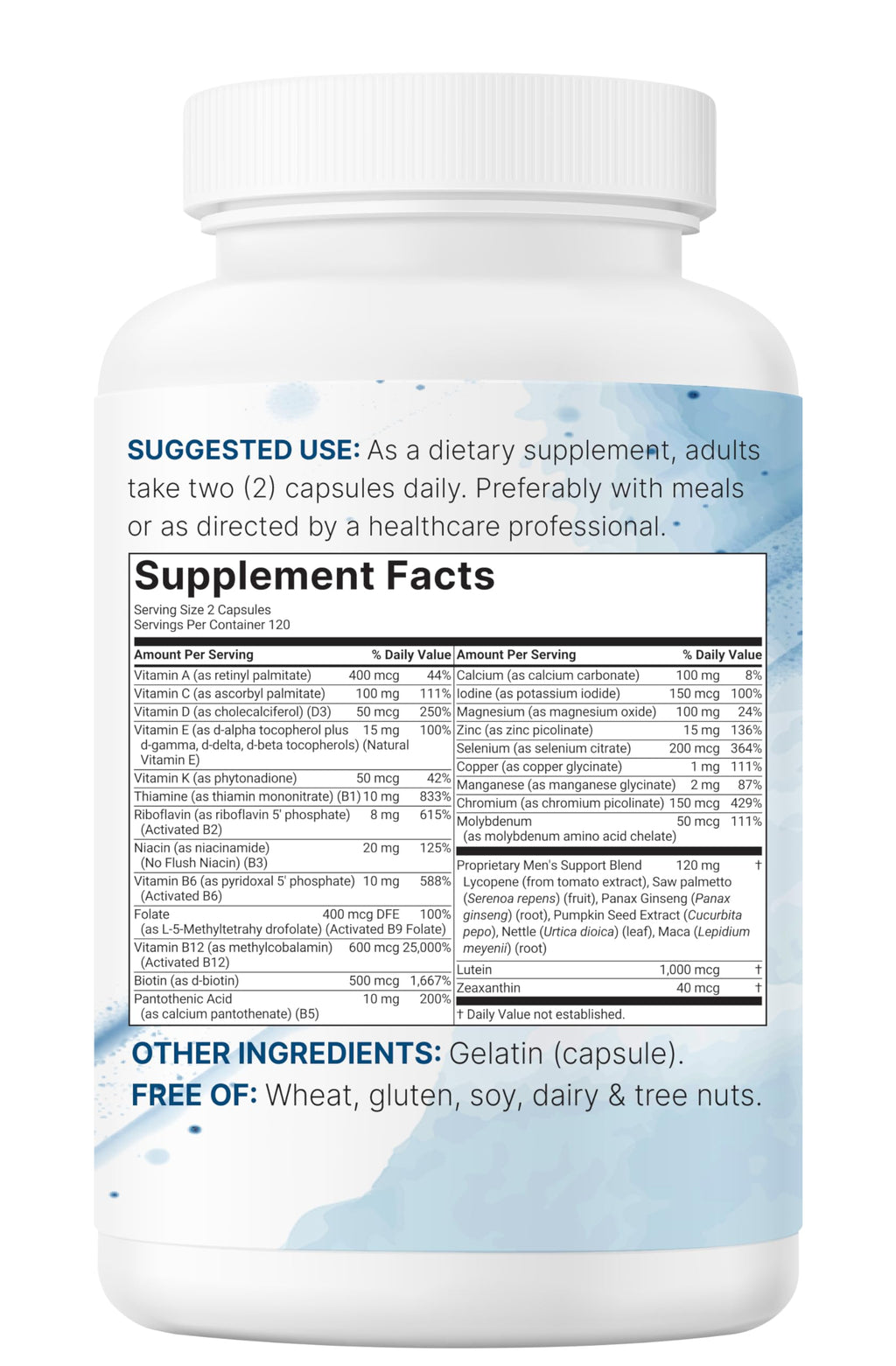 Micro Ingredients Pure Methylated Multivitamin for Men, 240 Capsules | with Vitamin C, D, E, B Complex + Methylfolate, lycopene, Saw Palmetto, Ginseng, & Maca | Men’s Daily Support | Filler Free