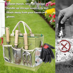 Garden Tools Set, 9-Piece Heavy Duty Gardening Tools with Clear Pocket Tote Bag, Stainless Steel Garden Hand Tools for Digging, Planting, Weeding and Pruning, Durable Gardening Kit