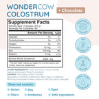 WONDERCOW Colostrum Supplement Powder for Gut Health, Immune Support & Wellness | Natural IgG Pure Whole Bovine Colostrum Superfood, Chocolate, 60 Servings