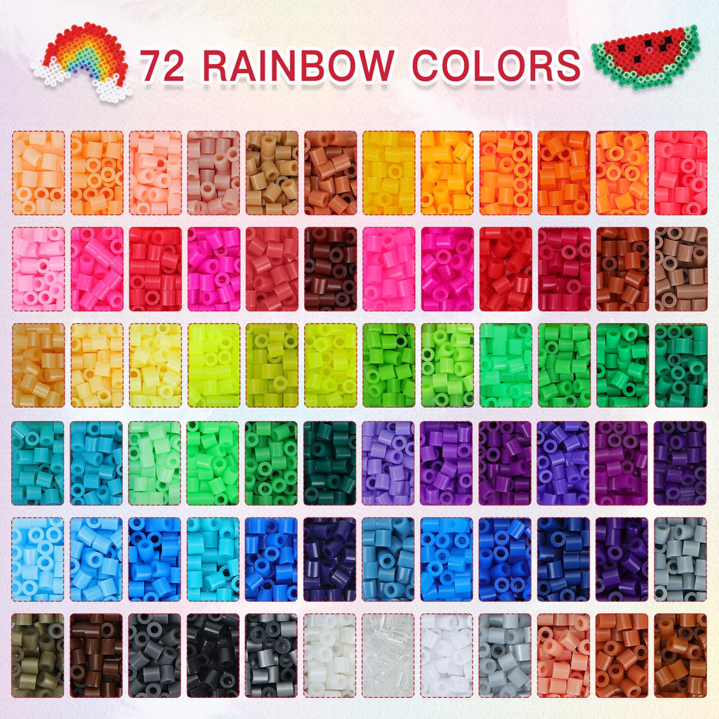 Quefe 72 Colors 15000 Pcs 5mm Fuse Beads Kit Melting Beads for Craft