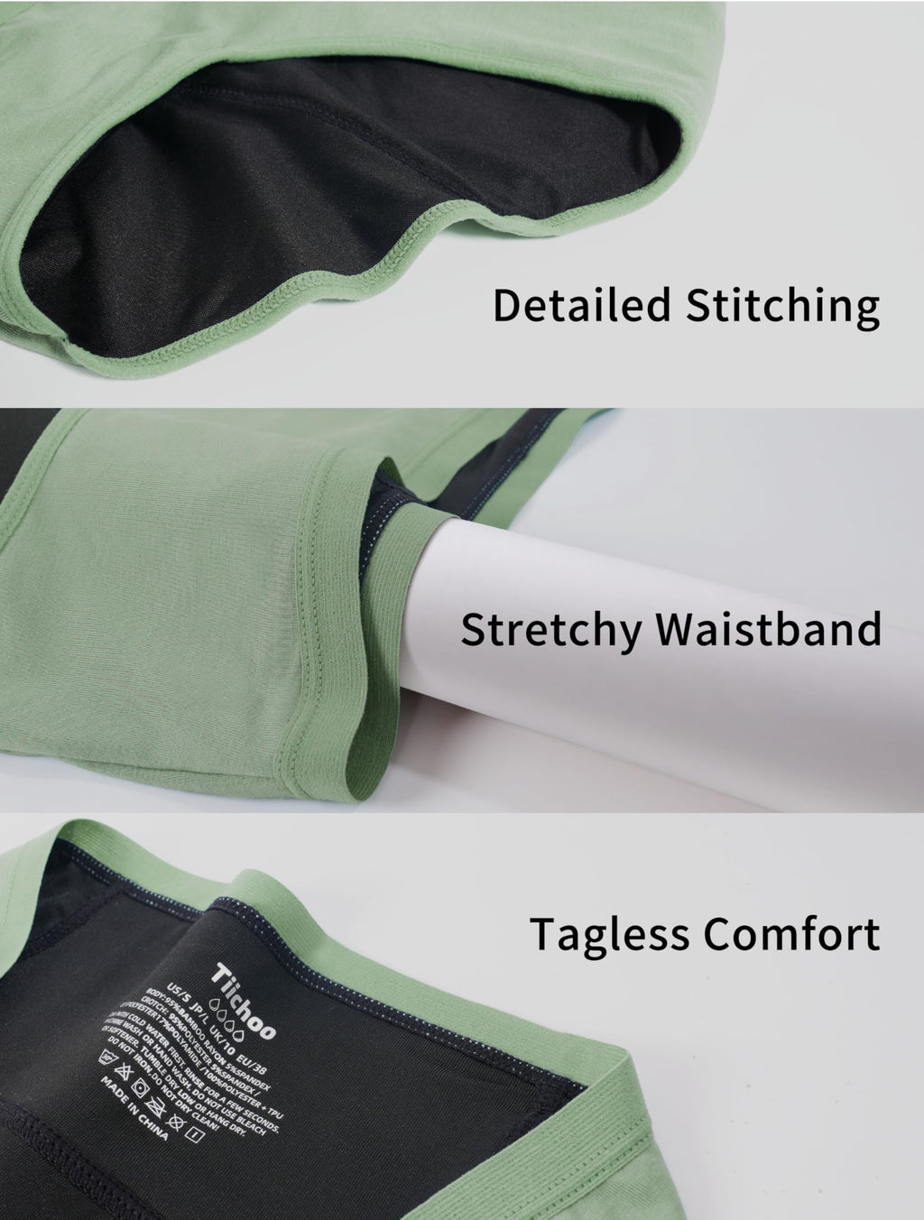 TIICHOO Period Underwear Heavy Flow Incontinence Underwear for Women Menstrual Panties Leakproof 5 Pack (2 Black/1 Turquoise Green/1 Rose Gold/1 Matcha Green, Medium)