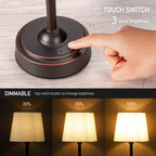 O’Bright Seraph - Cordless LED Table Lamp with Dimmer, Built-in Rechargeable Battery, 3-Level Brightness, Patio Table Lamp, Bedside Night Lamp, Ambient Light for Restaurant, Oil Rubbed Bronze