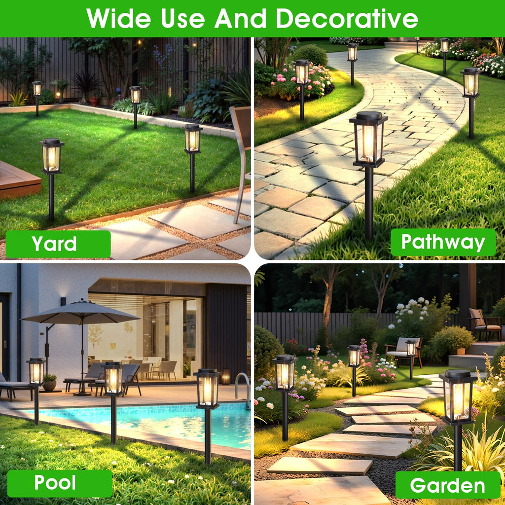 Melunar Solar Pathway Lights Outdoor, 12 Pack Solar Powered Garden Lights Waterproof, Auto On/Off Outdoor Landscape Lights for Patio, Walkway, Driveway, Lawn, Pool Decor. (Warm White)