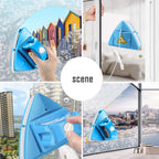 KOKITEA Double-Sided Window Cleaner Glass Wiper Magnetic Cleaning Tools, 5-Gears Adjustable Magnetic Glider Washing Brush Tools, for High-Rise Double Thick Glazed Windows Thickness 0.3"-1" (Blue)