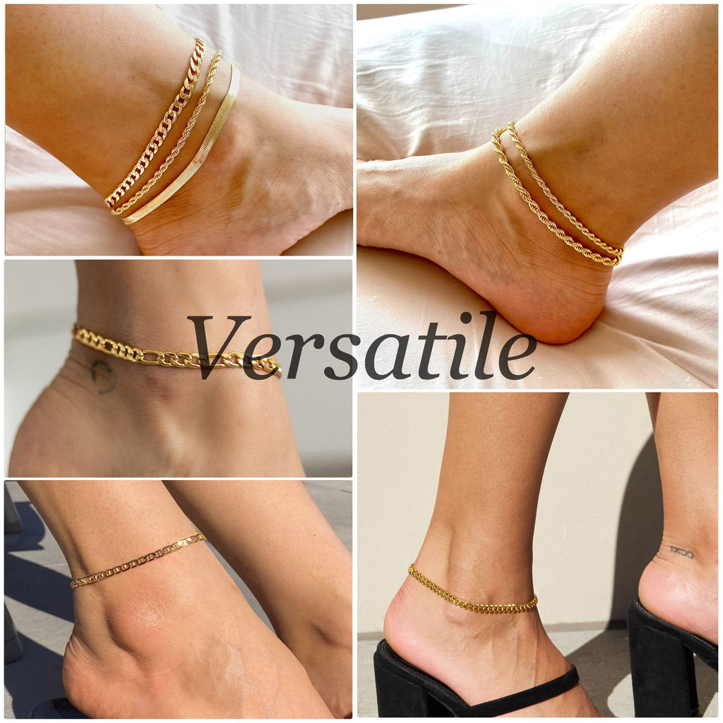 DEARMAY 14K Gold Plated Anklets Waterproof