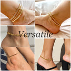 DEARMAY 14K Gold Plated Anklets Waterproof