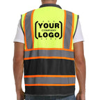 ArcRidge Reflective Safety Vest for Men and Women - High Visibility Construction Vest - Dual Tone Reflective Strips (Yellow-Black-Custom, Small)