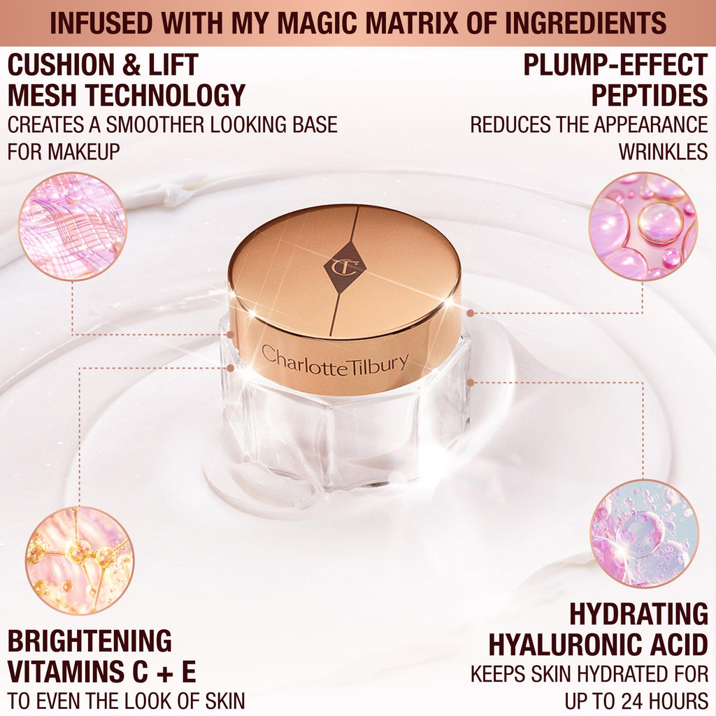 Charlotte Tilbury Magic Cream with Hyaluronic Acid - Hydrating Face Moisturizer for Dry Skin - Anti-Aging Face Cream with Vitamins C & E, Peptides to Smooth & Firm for Perfect Makeup Base (30ml)