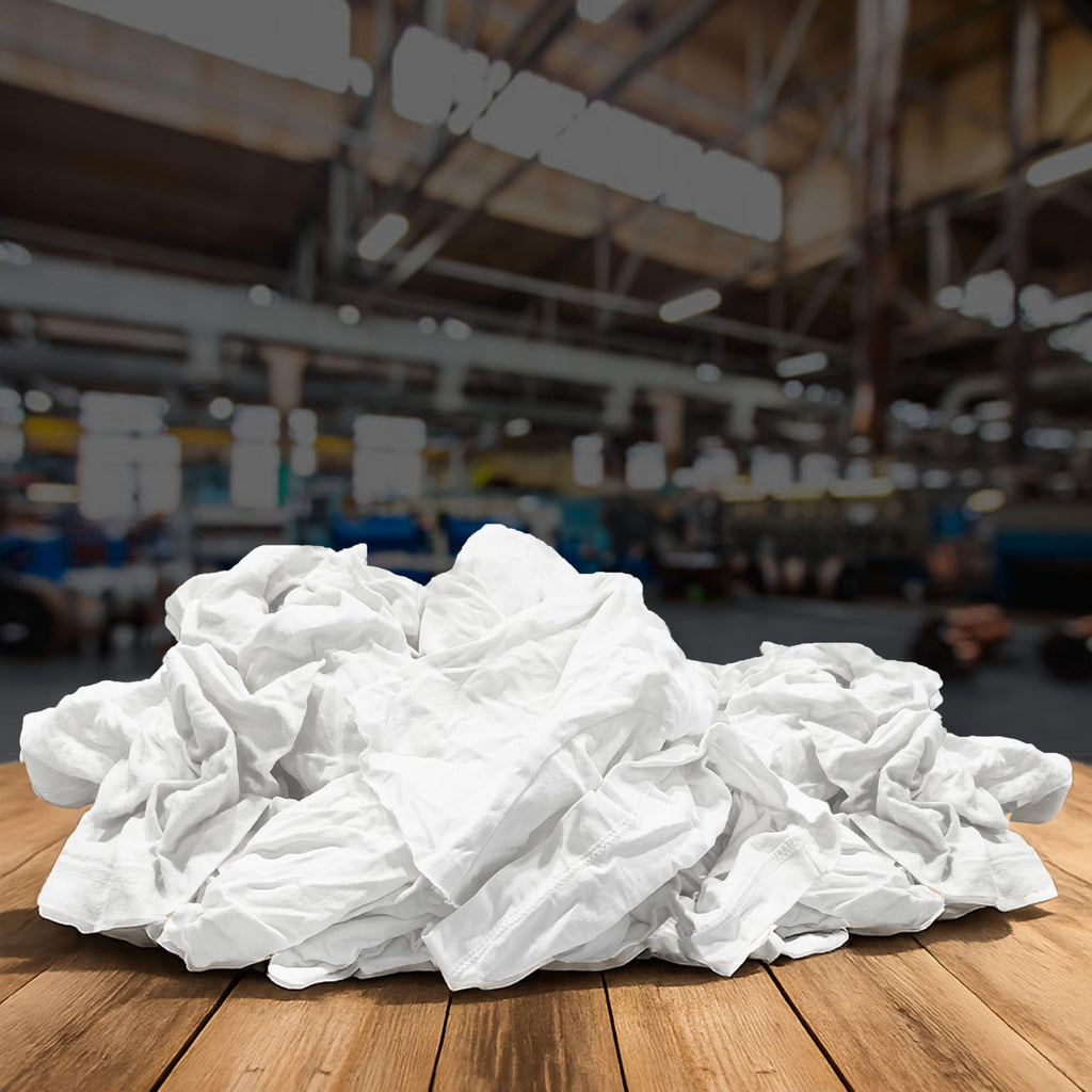 SupremePlus Recycled White T Shirt Rags Box (10 lbs.) – Shop Rags Bulk for Oil, Stain, Grease, Paint, and Auto Cleaning - Multipurpose