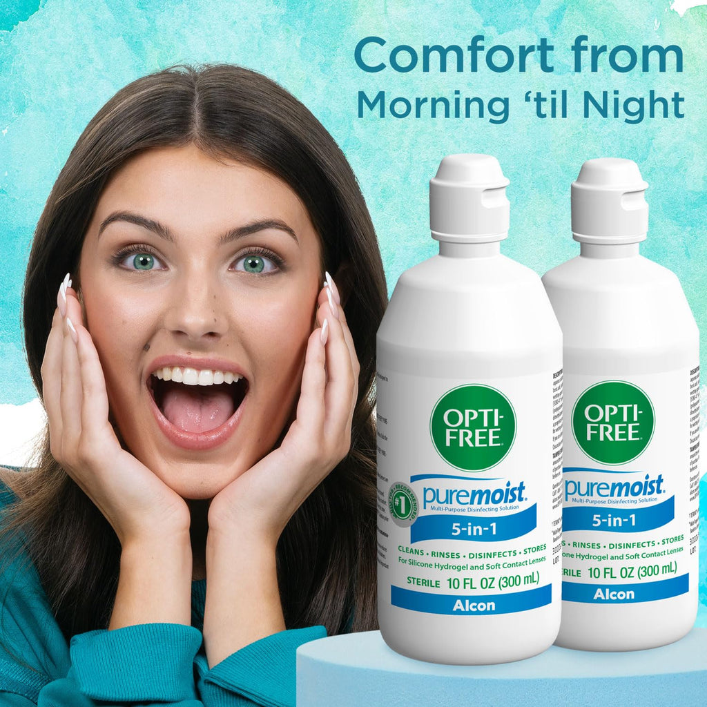 Opti-Free Puremoist Multi-Purpose Contact Lens Solution with Lens Case, 20 Fl Oz (pack of 2- 10oz bottles)