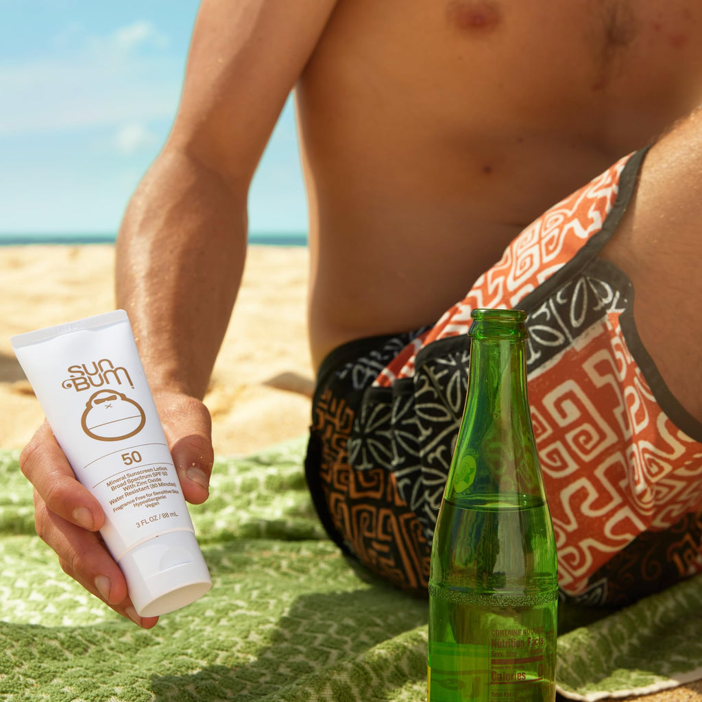 Sun Bum Mineral SPF 50 Sunscreen Body Lotion - Broad Spectrum Moisturizing Sunscreen with Vitamin E - Vegan and Hawaii 104 Act Compliant (Made without Octinoxate & Oxybenzone) - Travel Size - 3 oz