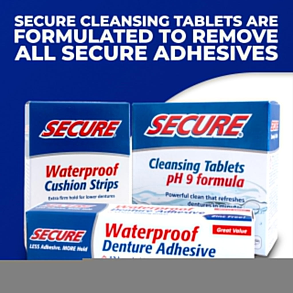 Secure Denture Adhesive Cream for Uppers, Lowers & Partials – Waterproof Seal & Zinc Free – Food Grade Ingredients - Less Adhesive, More Hold - Tube Lasts Up to 8 Weeks - 1.4 oz (4 Pack)