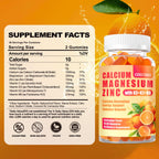 Calcium Magnesium Zinc Gummies with D3 &B6 &K2,1000mg Calcium Gummies with 300mg Magnesium Support Immune Energy for Adults and Teens,Sugar Free(120Count)