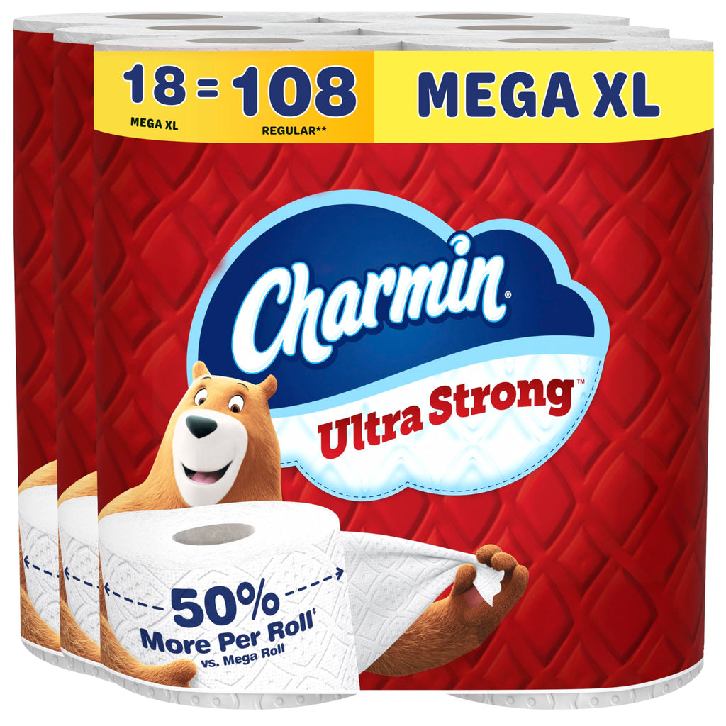 Charmin Ultra Strong Toilet Paper, 18 Mega XL Rolls = 108 Regular Rolls