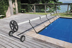 VINGLI 21 FT Pool Cover Reel, Aluminum Solar Swimming Inground Pool Cover Reel Set, Up to 21-Feet Wide x 40-Feet Length, Black