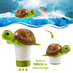 Chlorine Floater, Floating Pool Chlorine Dispenser, Fits 1 and 3 Inch Tablets & Bromine Holder for Large/Small Pools, Hot Tub, Spa - Sea Turtle