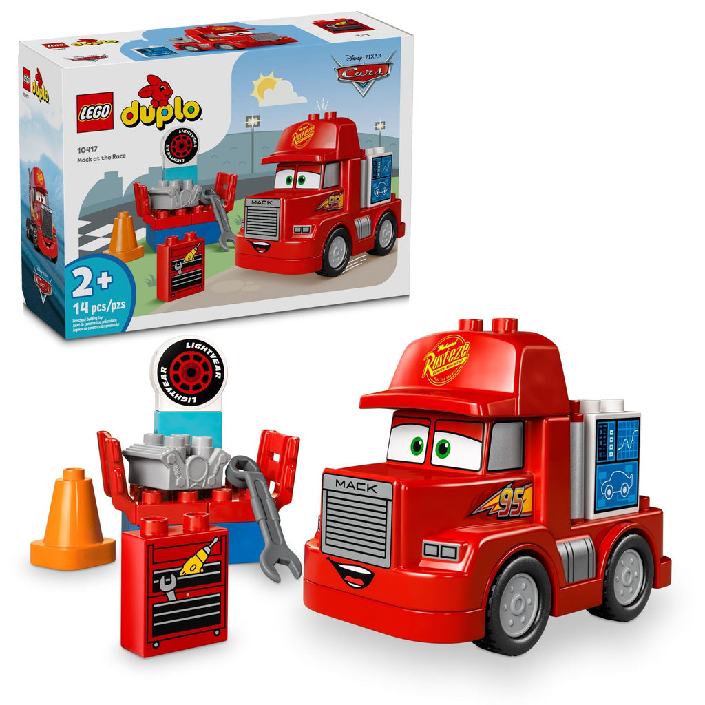 LEGO Disney Pixar Mack at The Race Cars Toys - Pixar Cars Birthday Gift for Toddlers, Preschool, Boys & Girls, Ages 2+ - Educational Building Toys Set - 10417