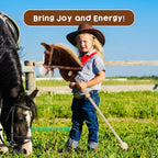 HollyHOME Stick Horse Plush Handcrafted Hobby Horse on a Stick with Wood Wheels Real Pony Neighing and Galloping Sounds for Kids Toddlers Chocolate 36 Inches(AA Batteries Required)