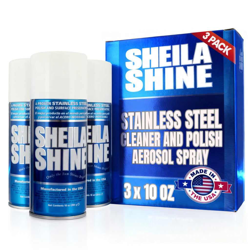 Sheila Shine 3 x 10oz Stainless Steel Cleaner and Polish - Removes Grease, Fingerprint & Watermark - Kitchen Appliances, Refrigerators, Sinks, Ovens & Grills - Stainless Steel Cleaning Spray