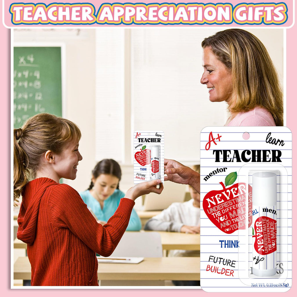 Sacubee 30 Pack Teacher Employee Appreciation Gift Bulk Lip Balm Employee Staff Appreciation Teacher Staff Team Thank You Gift Bulk Honey Flavor Balm Inspirational Party Favors for Women Men (Classic)