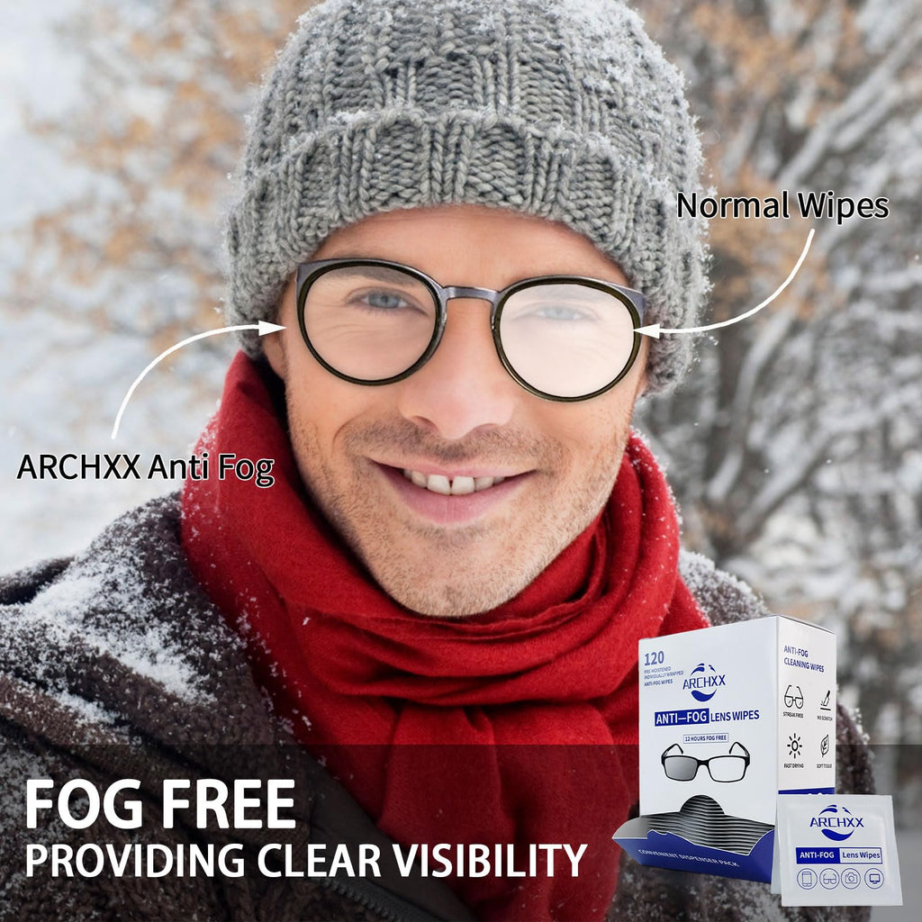 ARCHXX Anti Fog Wipes for Glasses, 240 Count,Pre-Moistened Cleaning Wipes, Lens Cleaner Wipe for Eyeglasses,Sunglasses,Goggles,Screen,Phone,Individually Wrapped Eye Glasses Cleaner