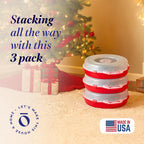 HOMZ Holiday Storage 24" Clear Plastic Wreath Container, Red, 3 Pack