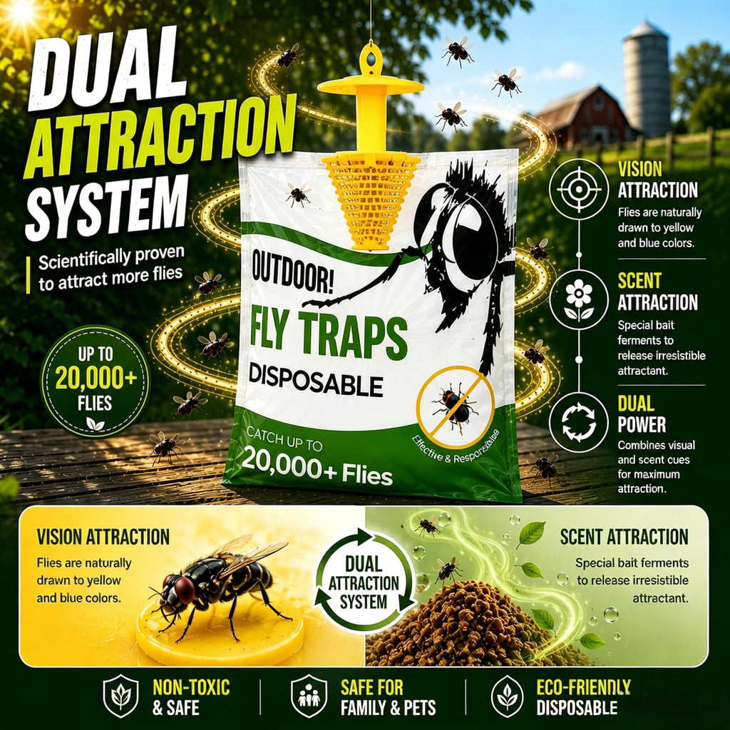9 Pack Disposable Fly Traps Outdoor Hanging Add Water - Portable Fly Catcher Outdoor Flying Insect Trap Fly Traps for Ranch/Barn/Patio/Campsite