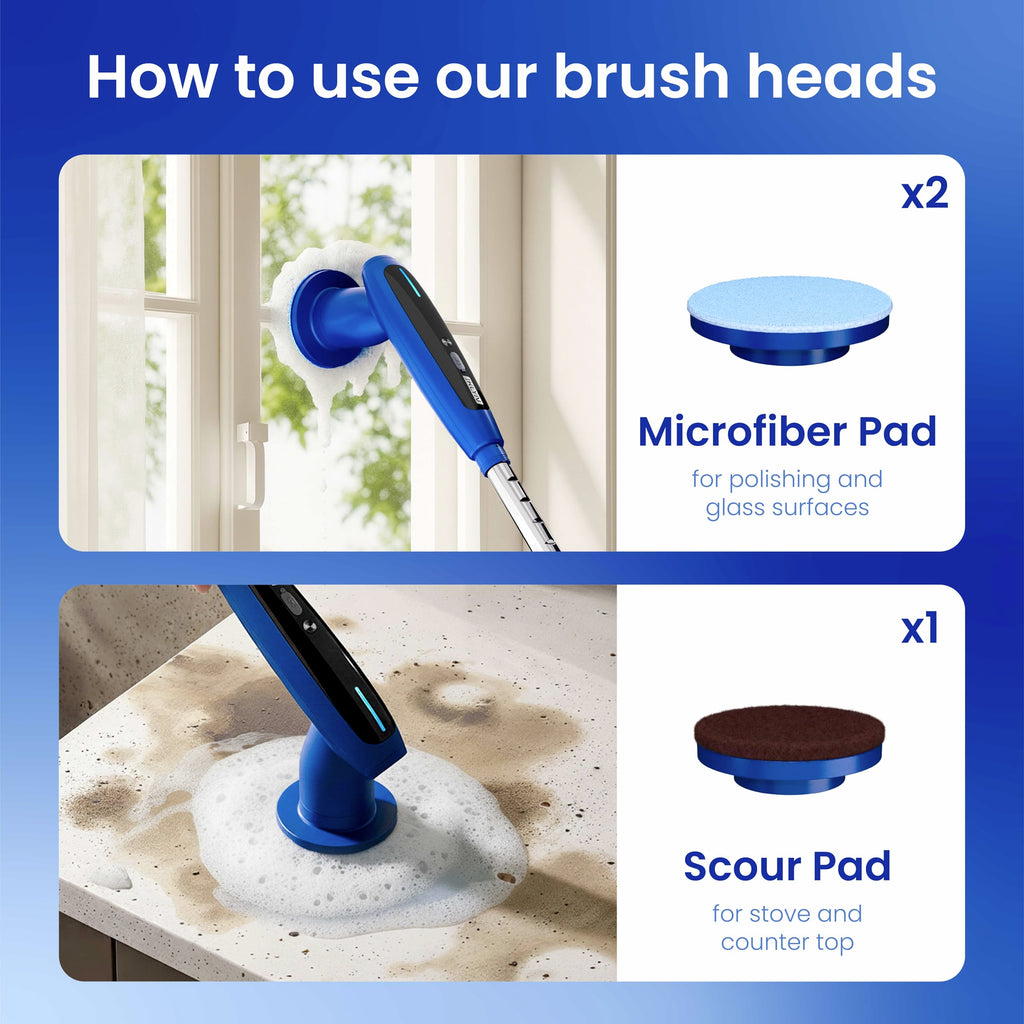 iKLYN 2026 Upgraded Electric Spin Scrubber: 120 Min Runtime, IPX7 Waterproof Cordless Power Scrubber, Adjustable Extension Handle, 8 Heads, 2 Speeds for Shower, Tub, Tile & Floor