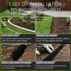 40FT x 8IN Flexible Corrugated Metal Garden Edging Roll, Rust Resistant Galvanized Steel Landscape Border, Flexible Lawn Edging for Flower Beds, Pathways & Outdoor Landscaping