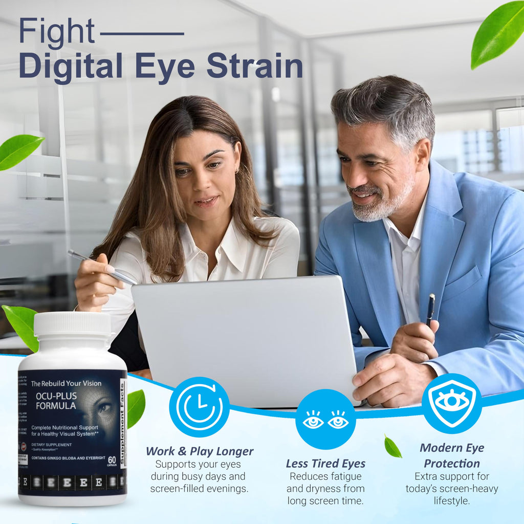 Rebuild Your Vision Ocu-Plus Formula – Eye Health Supplement with Lutein & Zeaxanthin – Supports Visual Clarity, Night Vision & Macular Health – with Bilberry, Ginkgo Biloba & NAC – 60 Capsules