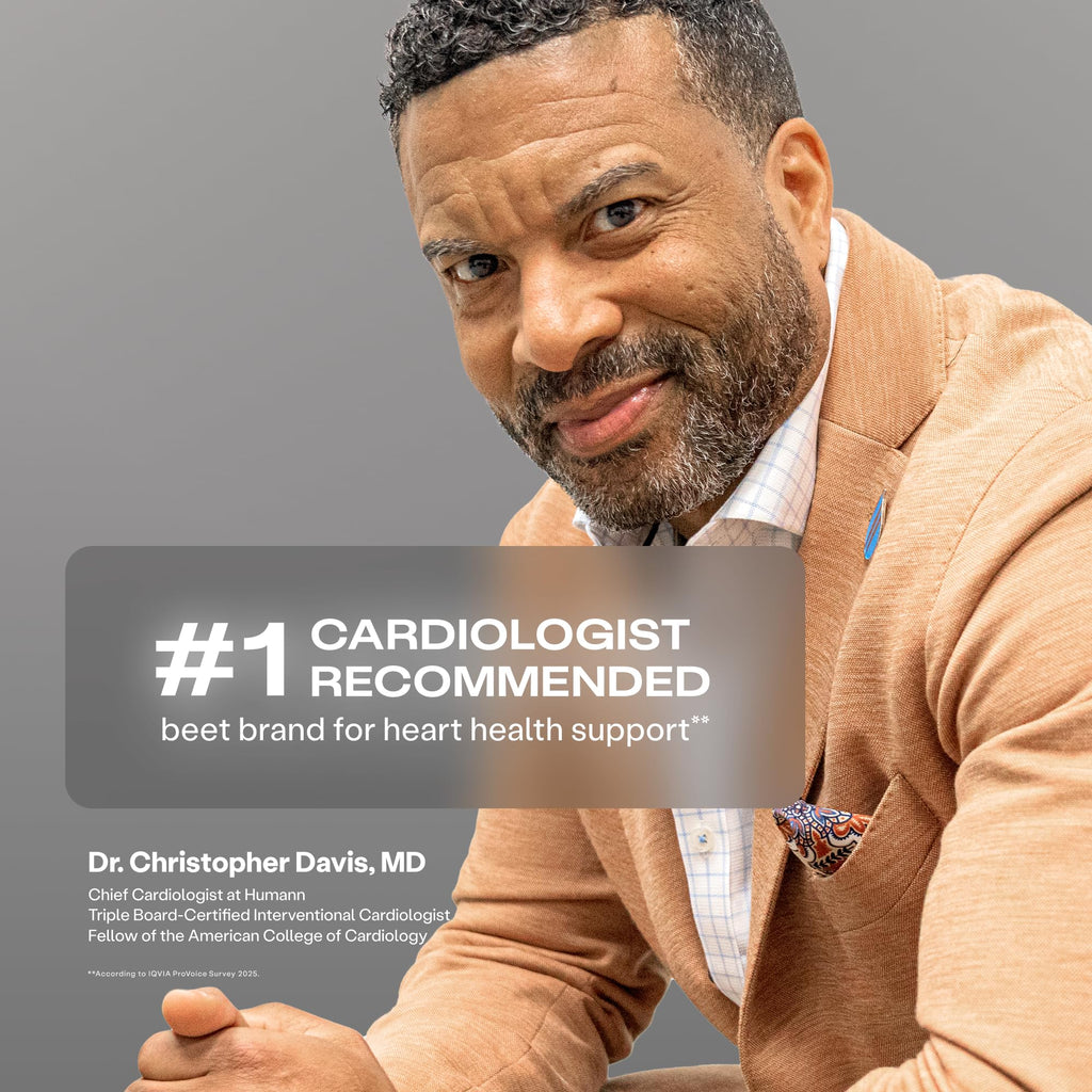 Humann SuperBeets Heart Chews, Nitric Oxide and Blood Pressure Support, Grape Seed Extract & Non-GMO Beet Root Powder Energy Supplement, Pomegranate Berry Flavor, 60 Count