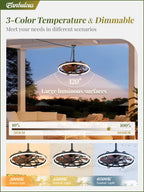 Fanbulous Outdoor Ceiling Fans with Light for Patios, 24" Weatherproof Plug in Ceiling Fan, Gazebo Fan Remote&APP Control, 3CCT Dimmable, Caged Ceiling Fan with Hanging Hook for Porch, Pergola, Canopy